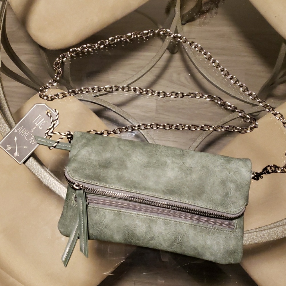 Twig and Arrow real gray leather purse